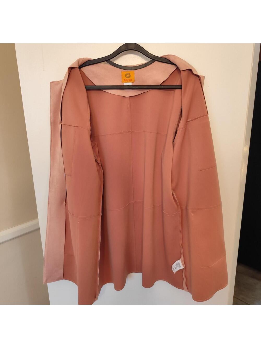 Ruby Rd Jacket Womens 18 Blush Pink Soft Faux Suede Open Duster Quiet Luxury - Picture 4 of 7